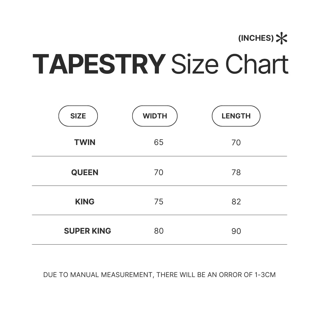 Tapestry Size Chart - Fairy Tail Merch